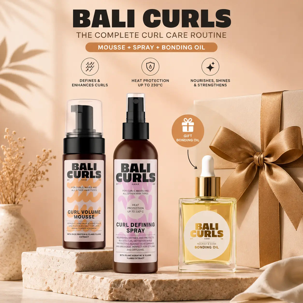 BALI CURLS – Pack Soin Complet pour Boucles + Huile Bonding OFFERTE